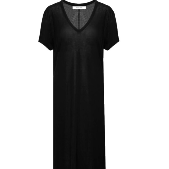 Anine Bing Silk Jersey V-neck T-shirt Dress - Picture 1 of 8